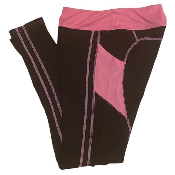 🎈 Leggings with Side Tech Pockets Black Pink Accents Size XS-Small Pls Read - Picture 2 of 4